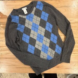 Tweeds Gray and Blue Argyle Crewneck Sweater